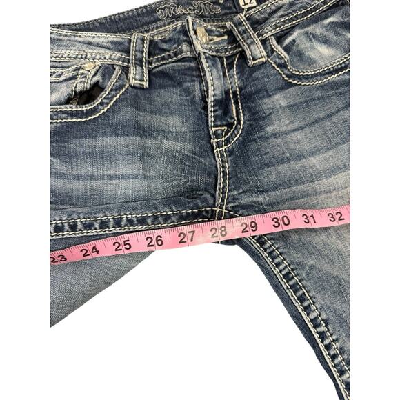 Miss Me Kids Girls Bootcut Bling Thick Stitch Medium Wash Horseshoe Jeans 12 - Picture 8 of 8